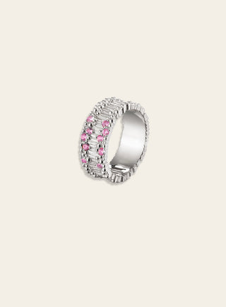 Tiara ring with sapphires, white gold