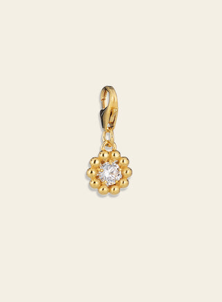 Daisy charm, keltakullattua hopeaa